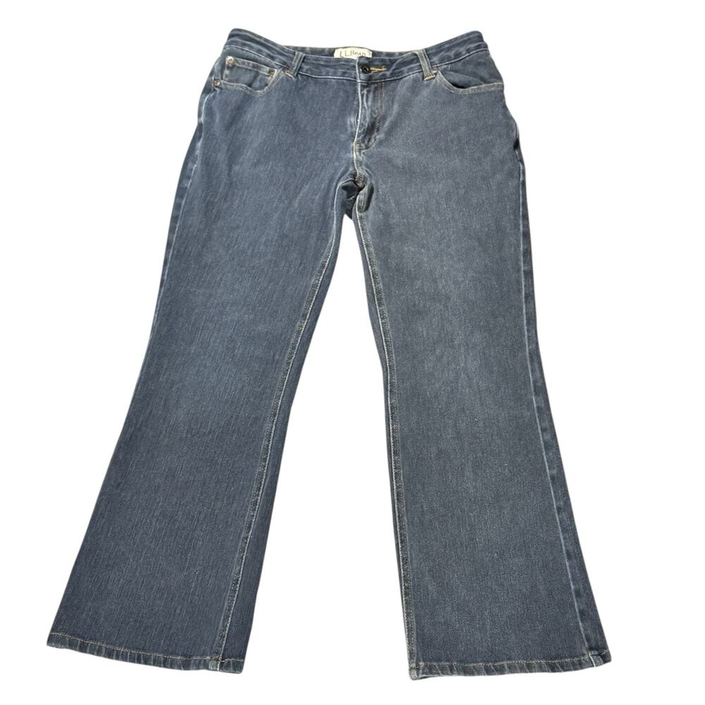 LL Bean Women's Favorite Fit Mid Rise Stretch Straight Blue Jeans -‎ Size 10